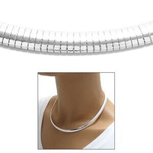 STERLING SILVER DOMED OMEGA CHAIN NECKLACE 6MM. AVAILABLE IN 3 LENGTHS.